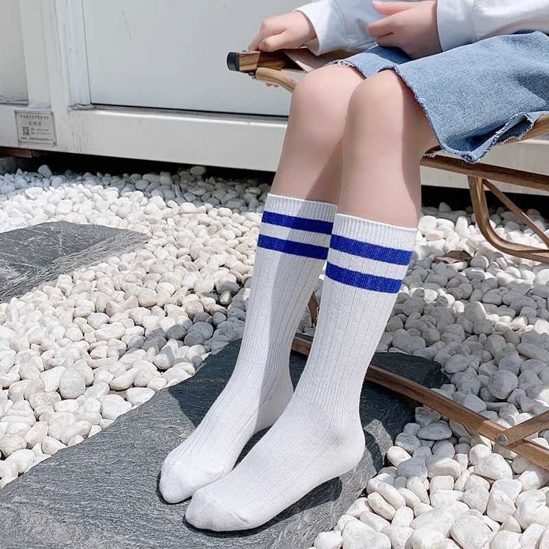 1 pair of childrens socks for boys and girls knee high soft cotton baby socks striped childrens socks school sports socks for children aged 1-12 X2503