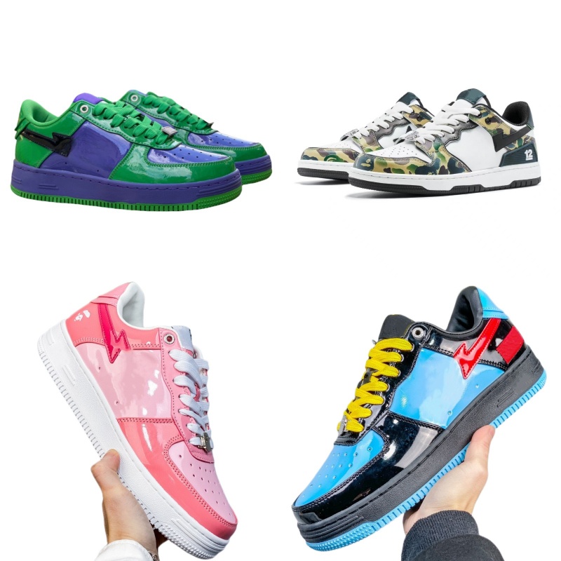 Skate shoes SK8 sneakers men's letter running shoes women's classic casual shoes patent leather outdoor shoes lace up platform shoes no