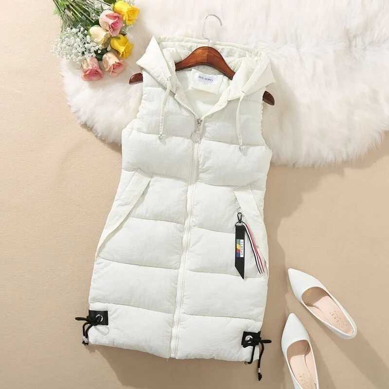2023 New Autumn Women Vest Winter Puffer Parkas Coat Casual Pocket Hooded Waistcoat Female Sleeveless Jacket Outerwear CL240822