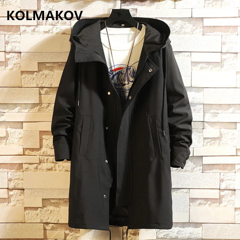 Autumn Mens Casual Trench Coat Hooded Windbreakers Male Waterproof Long Jackets men Loose Style size M- 5XL6XL 240822