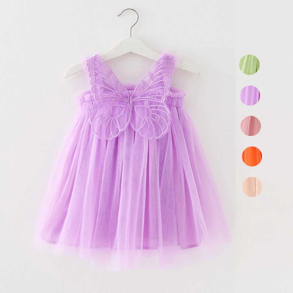 Flower girl wedding dress toddler wedding dress baby short skirt white purple butterfly dress summer bridesmaid dress ball dress princess dress W24082