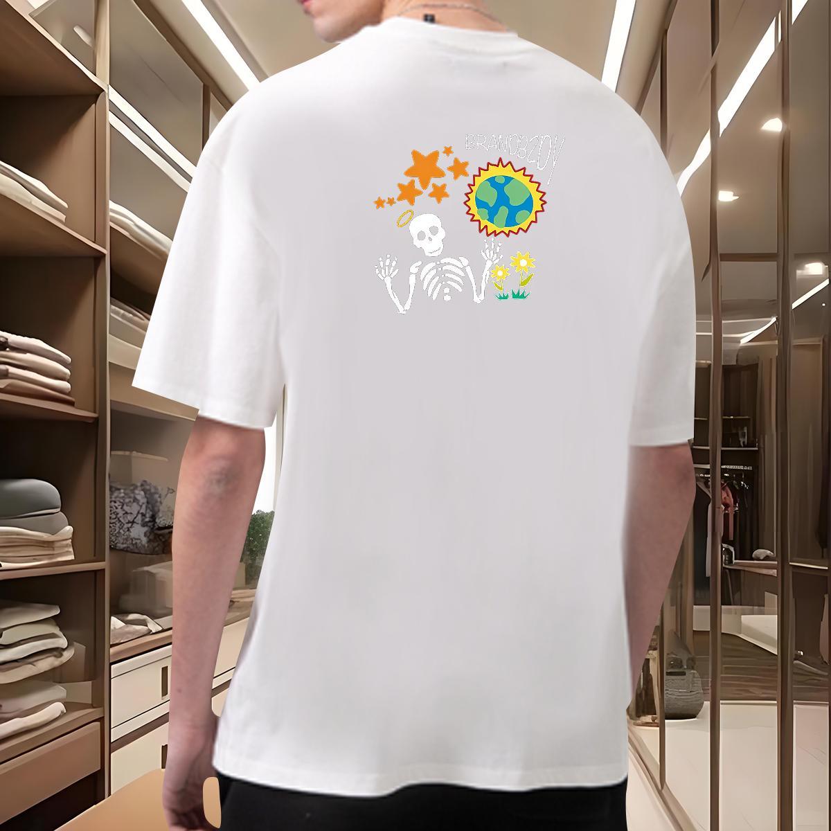 Brand T-Shirts for Men 230g Cotton skull Daily Wear Plus Size Custom Breathable Short Sleeve Couples T Shirts 2024 New Clothings