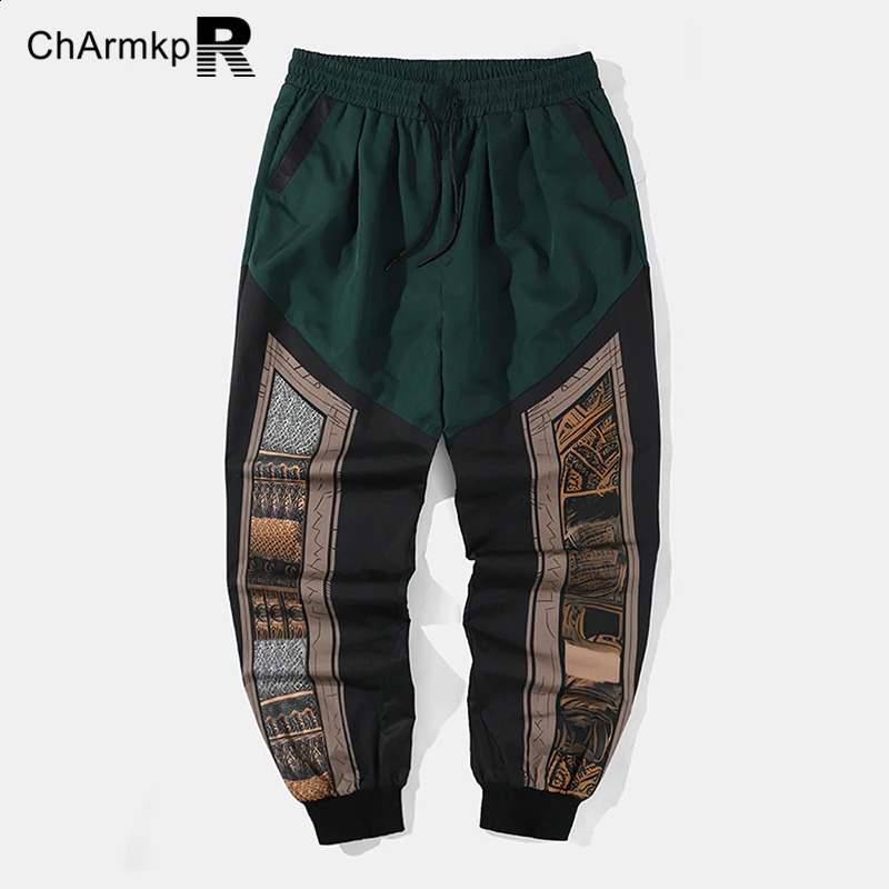 Summer Long Pants Men Clothing Vintage Ethnic Pattern Patchwork Drawstring Waist Loose Pants Trouser Streetwear Sweatpant 240823