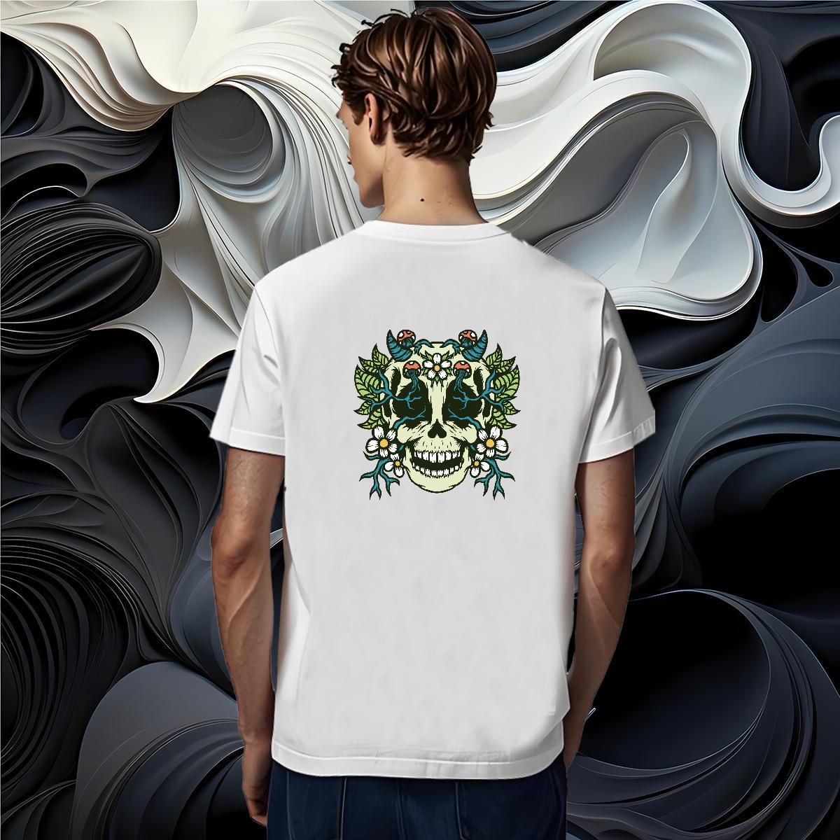 Comfortable T-Shirts 230g Pure Cotton skull Spring Summer Oversized 3XL 4XL O Neck Short Sleeves Tshirt for Man Woman Brand Wear