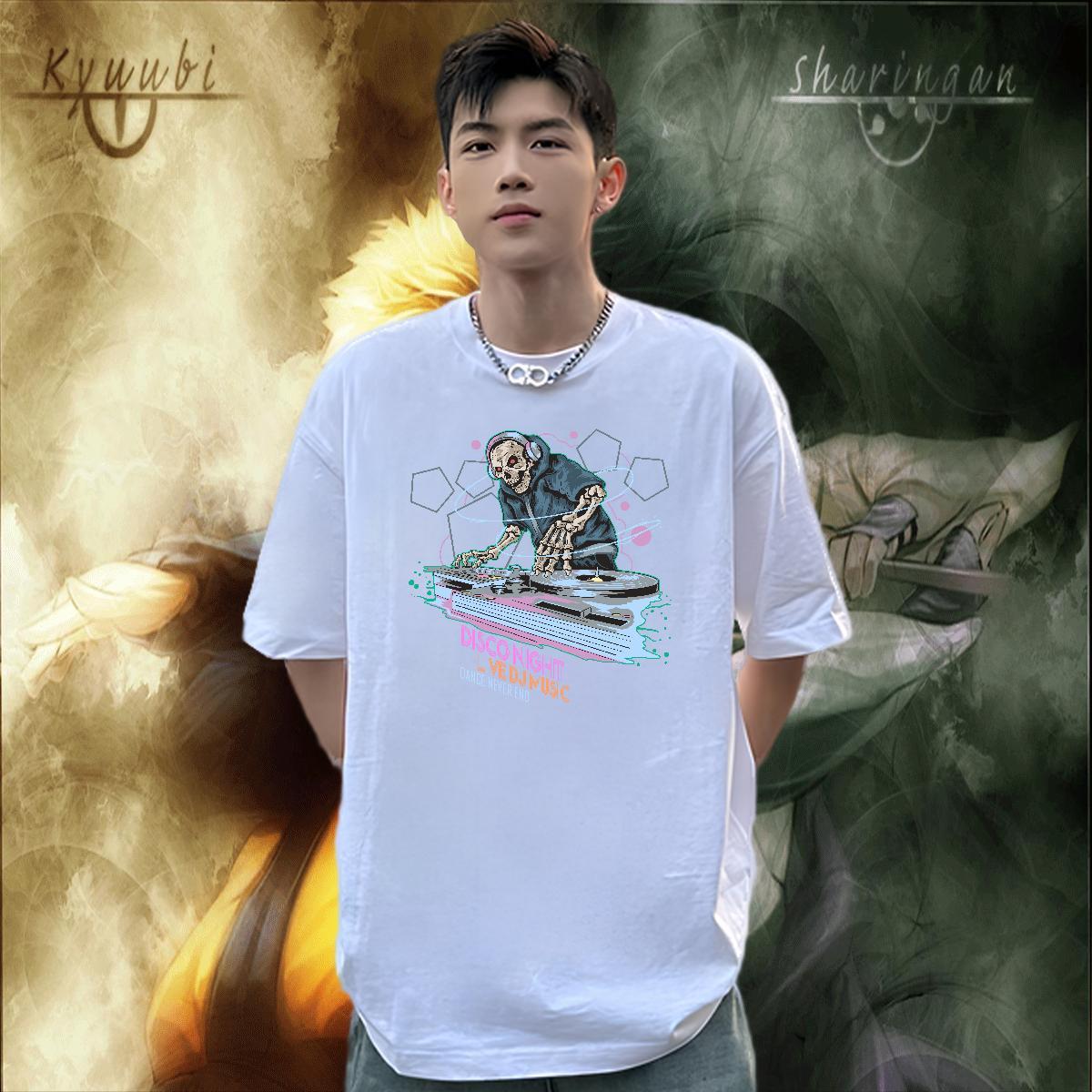 Unisex T Shirts Men 230g Cotton skull Sport DIY Printed Breathable Soft Men Clothes T-Shirt New Designer Tees