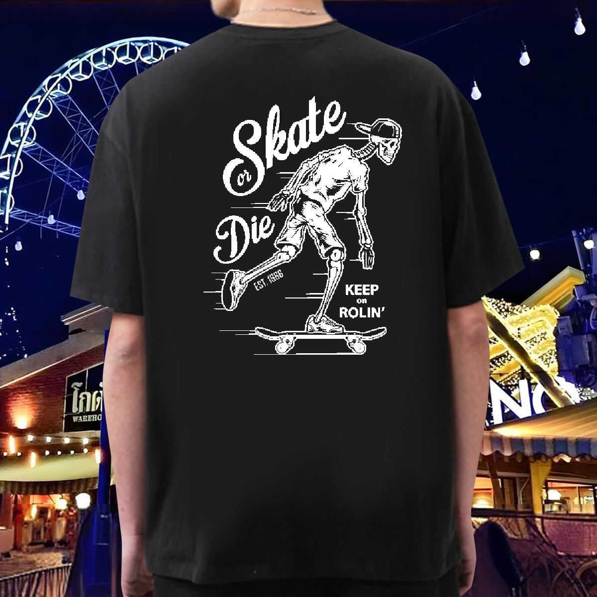 Popular T shirt 230g Pure Cotton skull Street Wear DIY Printed Breathable Short Sleeve Tshirt for Man Woman New Tshirts