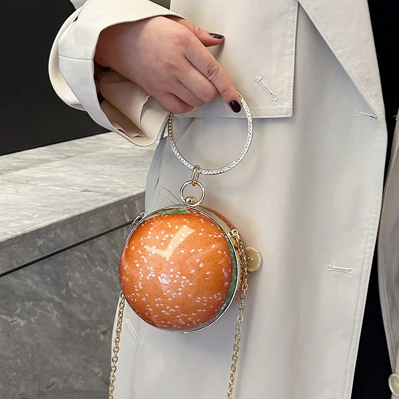 Funny Hamburg Shaped Purses and Handbags for Women Kawaii Shoulder Bag Small Crossbody Bag Cute Female Clutch Leather 240827