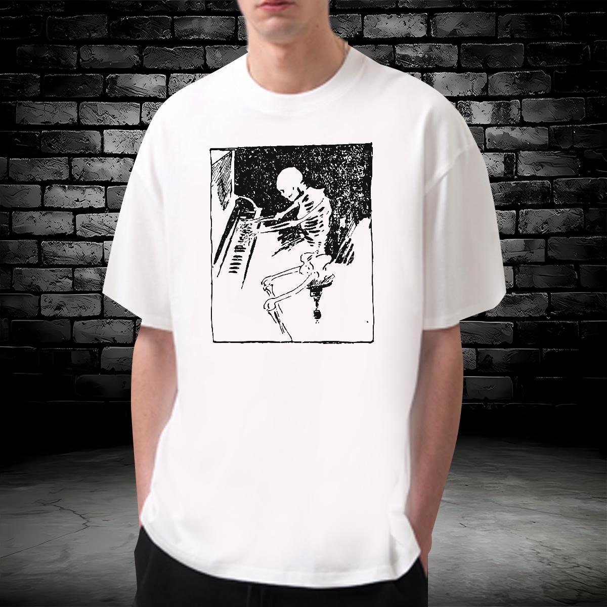 Unisex T shirt 230g Pure Cotton skull Hip Hop Street Plus Size Custom O Neck Short Sleeves Mens Tshirts Fashion New Wear