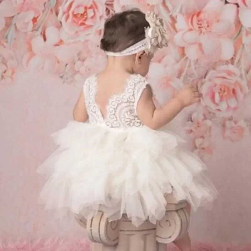 Baby Girl Lace Dress Party 1 Birthday Princess Dress Cotton Baptist Westido Baby Chiffon Wedding Dress White Baptist Dress W240823