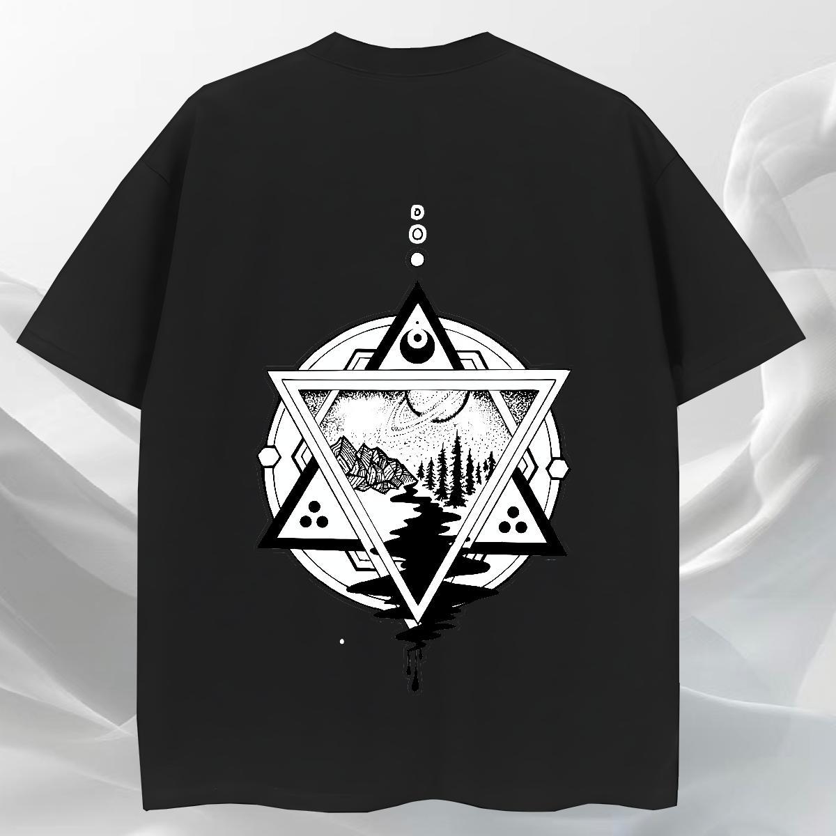Loose Fit Man T Shirts 230g Cotton eye of the devil Home Outdoor DIY Printed Breathable Short Sleeve Tshirts Brand Tops Tees