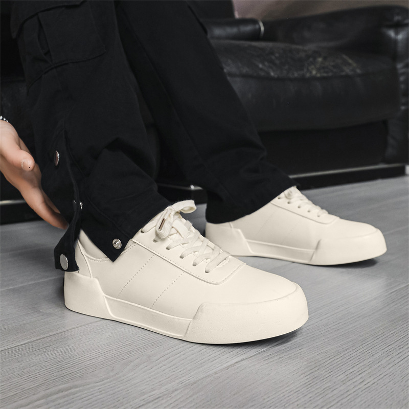 Ddmysports New Niche Design White Men S Trendy Sports And Leisure Leather Surface Board Shoes X OUTDOOR