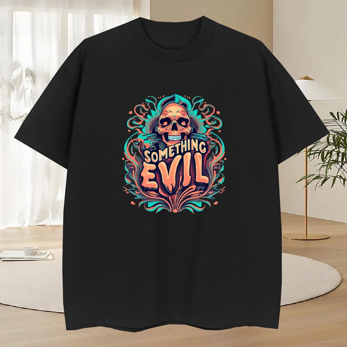 Loose Man T Shirts 230g Cotton skull Outdoor Custom Print Oversized Breathable Short Sleeve Tshirts DIY Tops