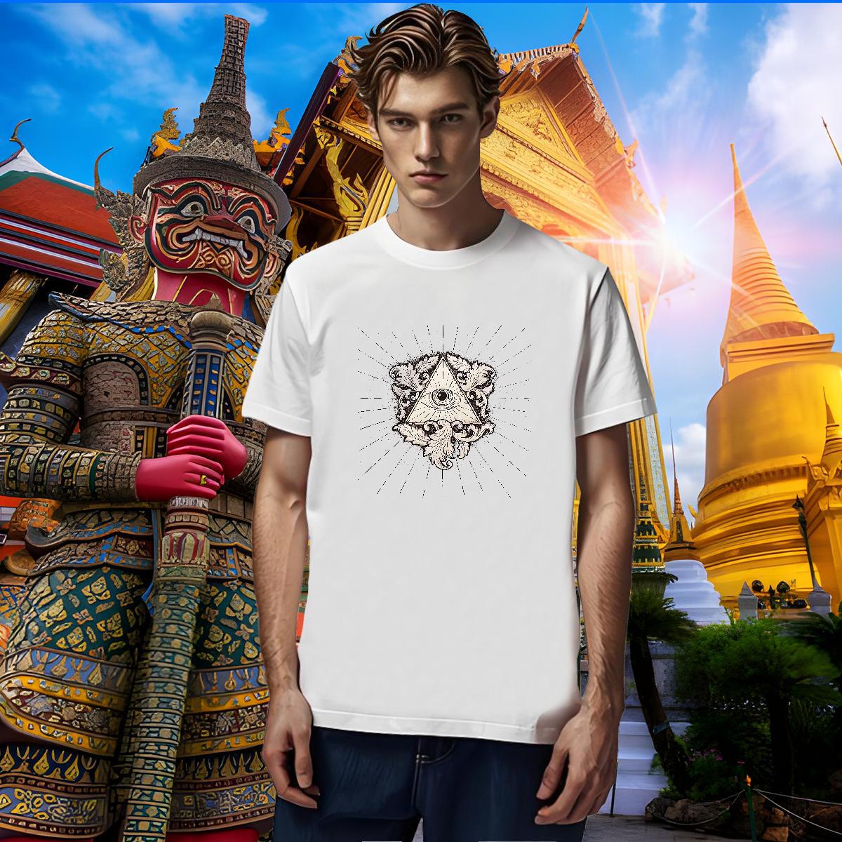 Soft Mens T Shirts 100% Cotton 230g eye of the devil Anime Printing Street Floral Print Round Neck Short Sleeve Men Tees Factory Direct Clothings