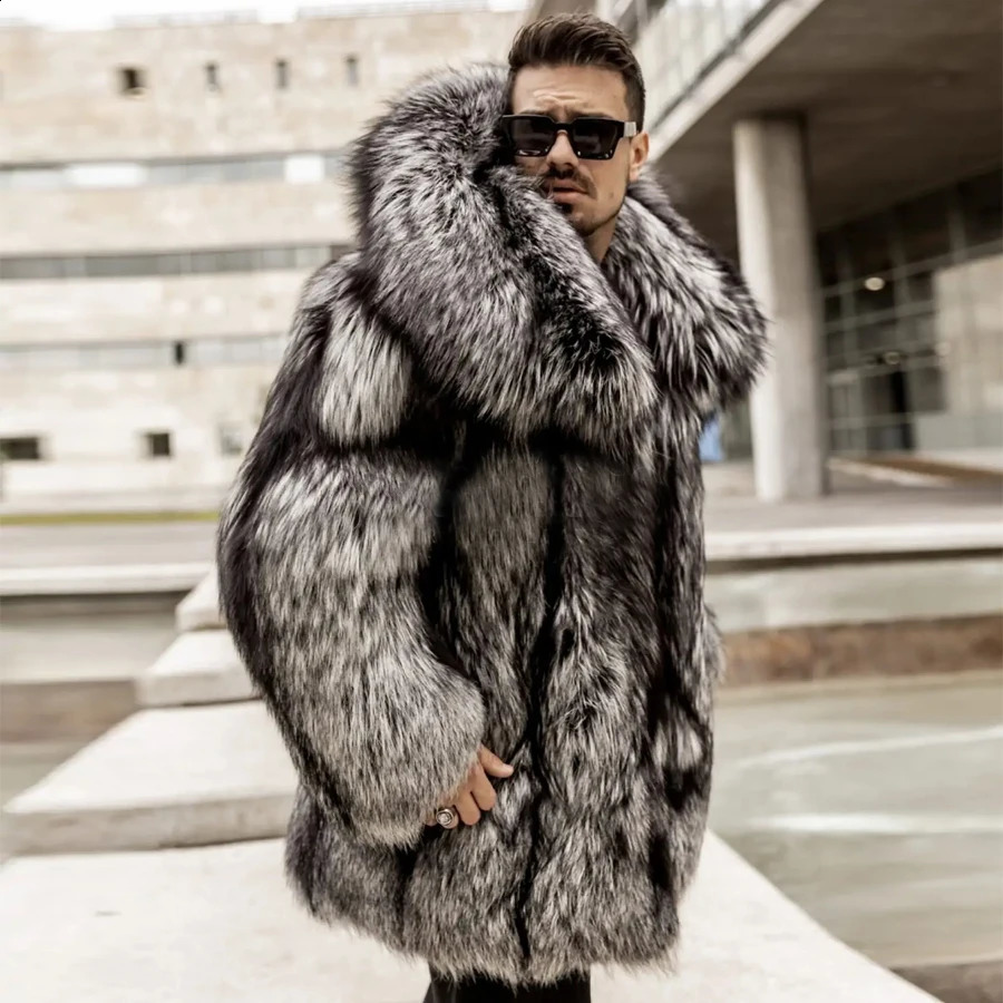 Mens Fur Coats Real Fox Fur Coats Long Winter Jacket For Man Clothes Fashion Arrival 240823