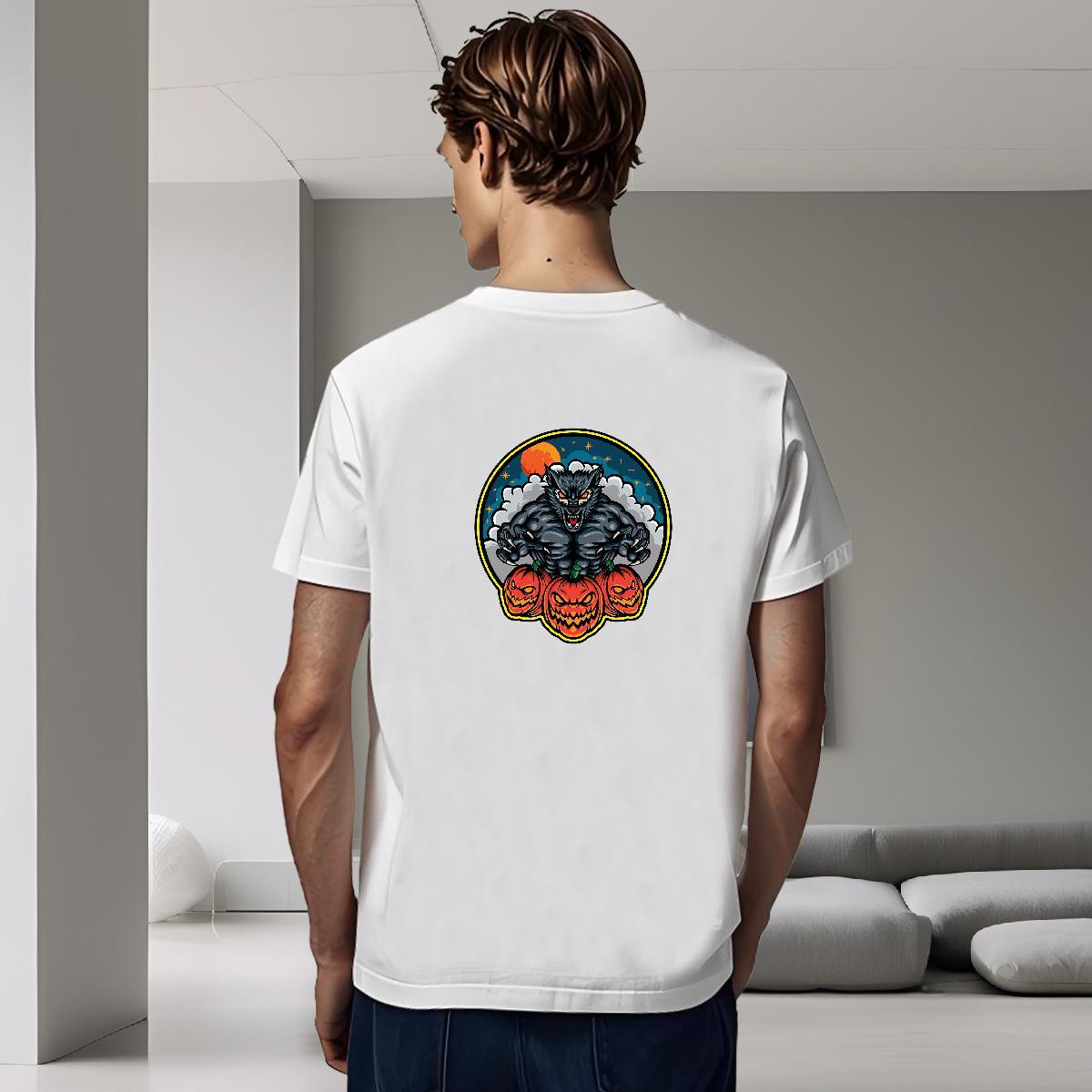 Soft T Shirts Men 230g Cotton skull Street Casual Customized Print Short Sleeve O-Neck Men Tshirts 2024 DIY Top Tees