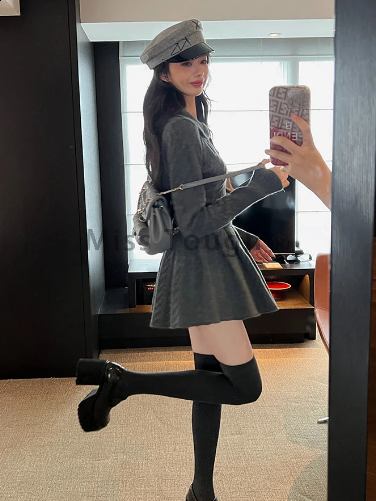Winter Kawaii Knitted Two Piece Skirt Set Women Vintage Sweater Party Mini Skirt Suit Female Korean Fashion Sweet Retro Set 240823