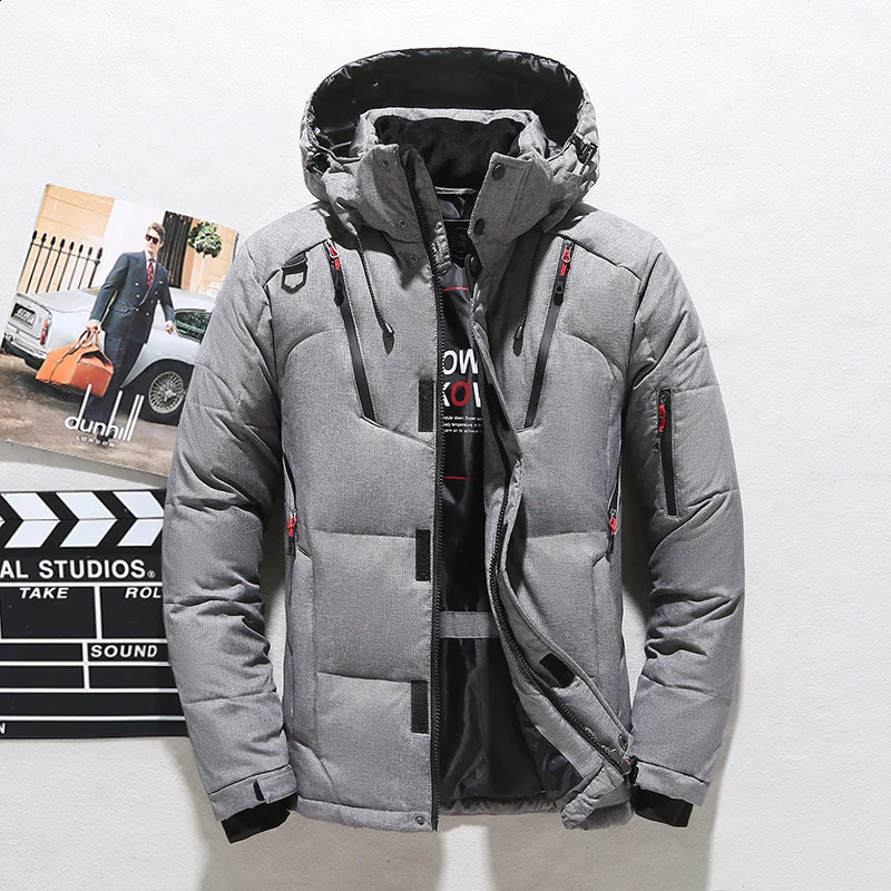 High quality outerwear fashionable down jacket mens warm white duck Parka thick Puffer standing hoodie 240822