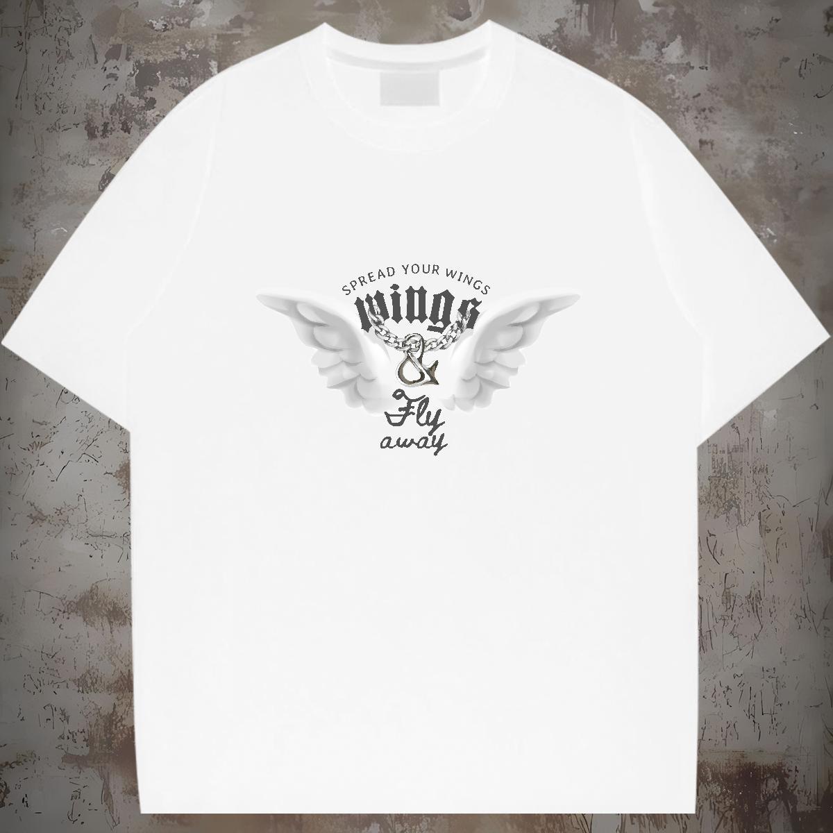 Cool Design T Shirt For Man 230g Cotton wing Street Plus Size Cartoon Breathable Men Tees Fashion Designer Tops