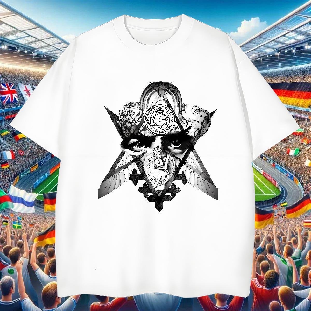 Cool Men T Shirts 230g Cotton eye of the devil Summer Casual Plus Size Cartoon Short Sleeve Soft Couples T Shirts 2024 DIY Tops Shirt