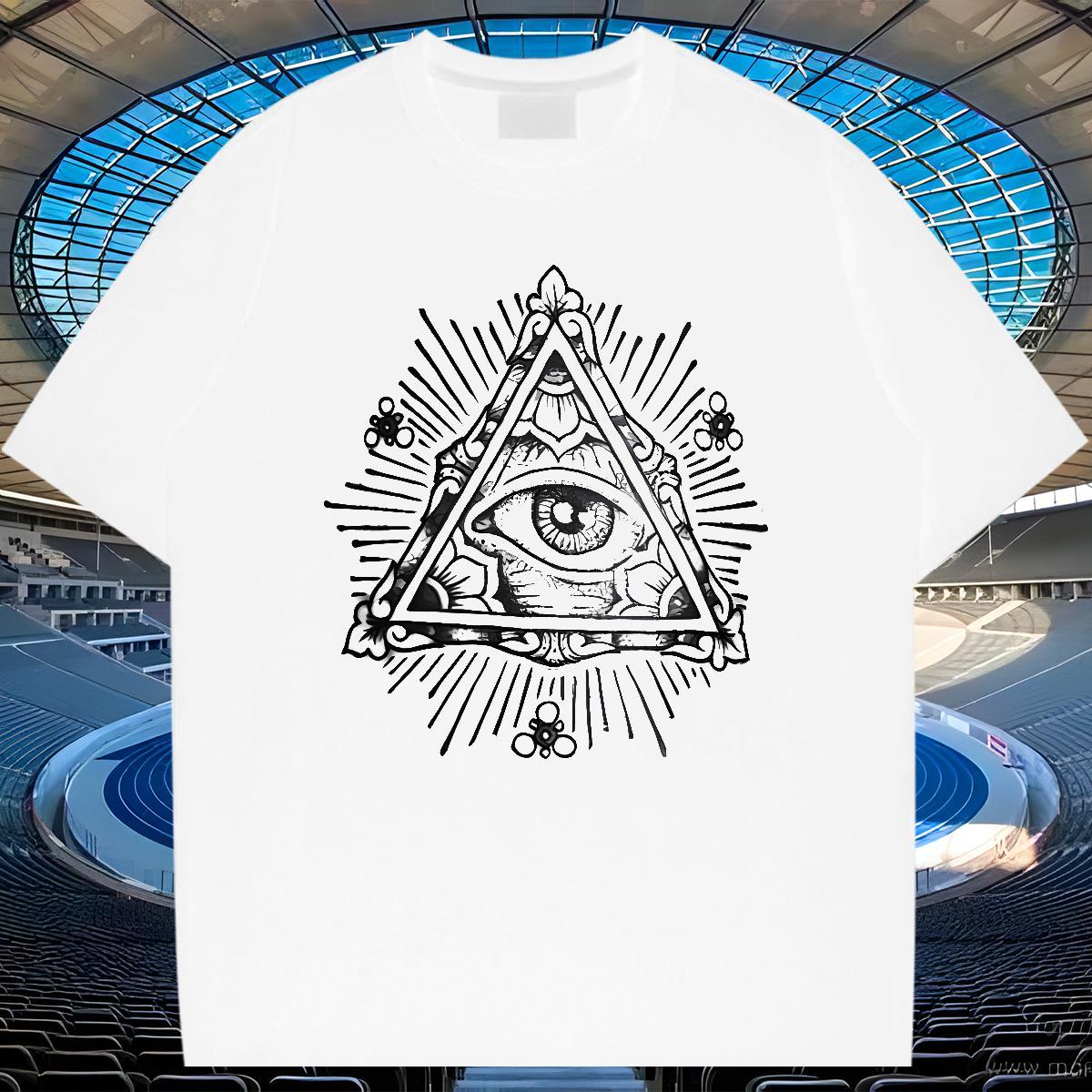 Loose T shirt 230g Pure Cotton eye of the devil Summer Casual Anime Breathable Short Sleeve Couples T Shirts DIY Wear