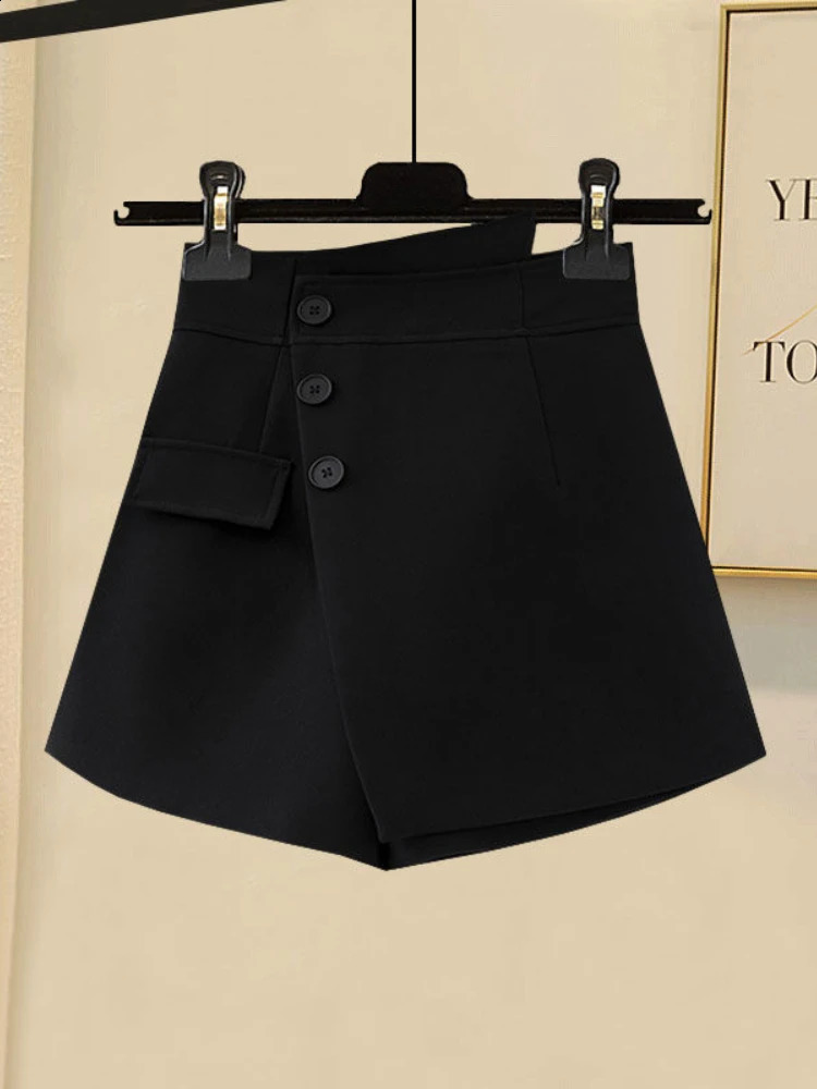 Xgoth Womens Blazer Dress Suits Temperament Large Size High Waist Khaki Blazer Button-up Shorts Skirt Two-piece Set 240823