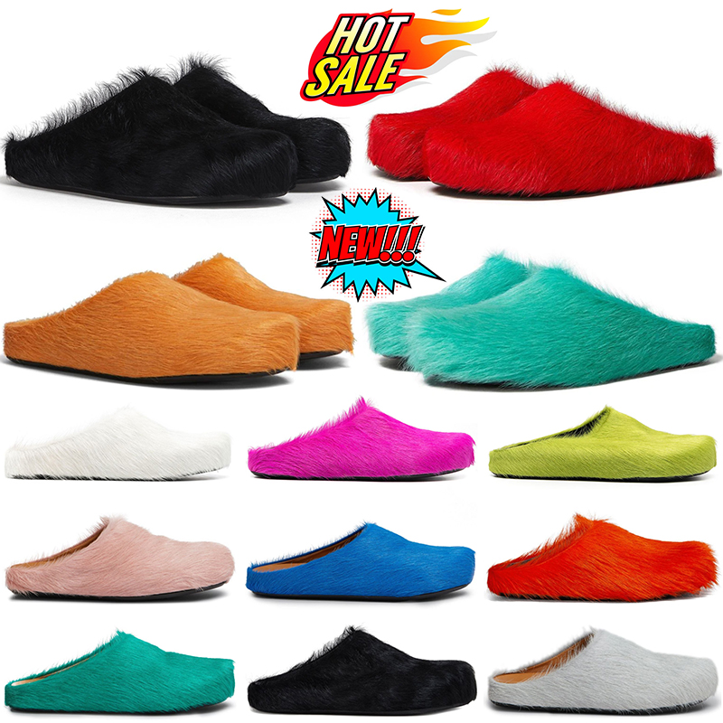 designer slippers fussbett sabot loafers slides sandals fur mules clogs long hair men women outdoor sneakers size 35-46