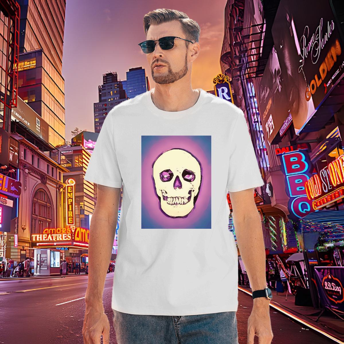 Soft T Shirts Men 230g Cotton skull Hip Hop Cartoon Print Crew Neck Men Clothes T-Shirt Wholesale Tops
