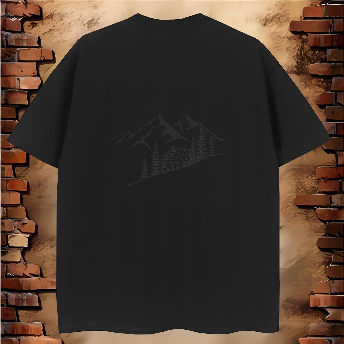 Comfortable T Shirts Men 230g Pure Cotton mountains Hip Hop Street DIY Printed Breathable Tshirts Custom Tops