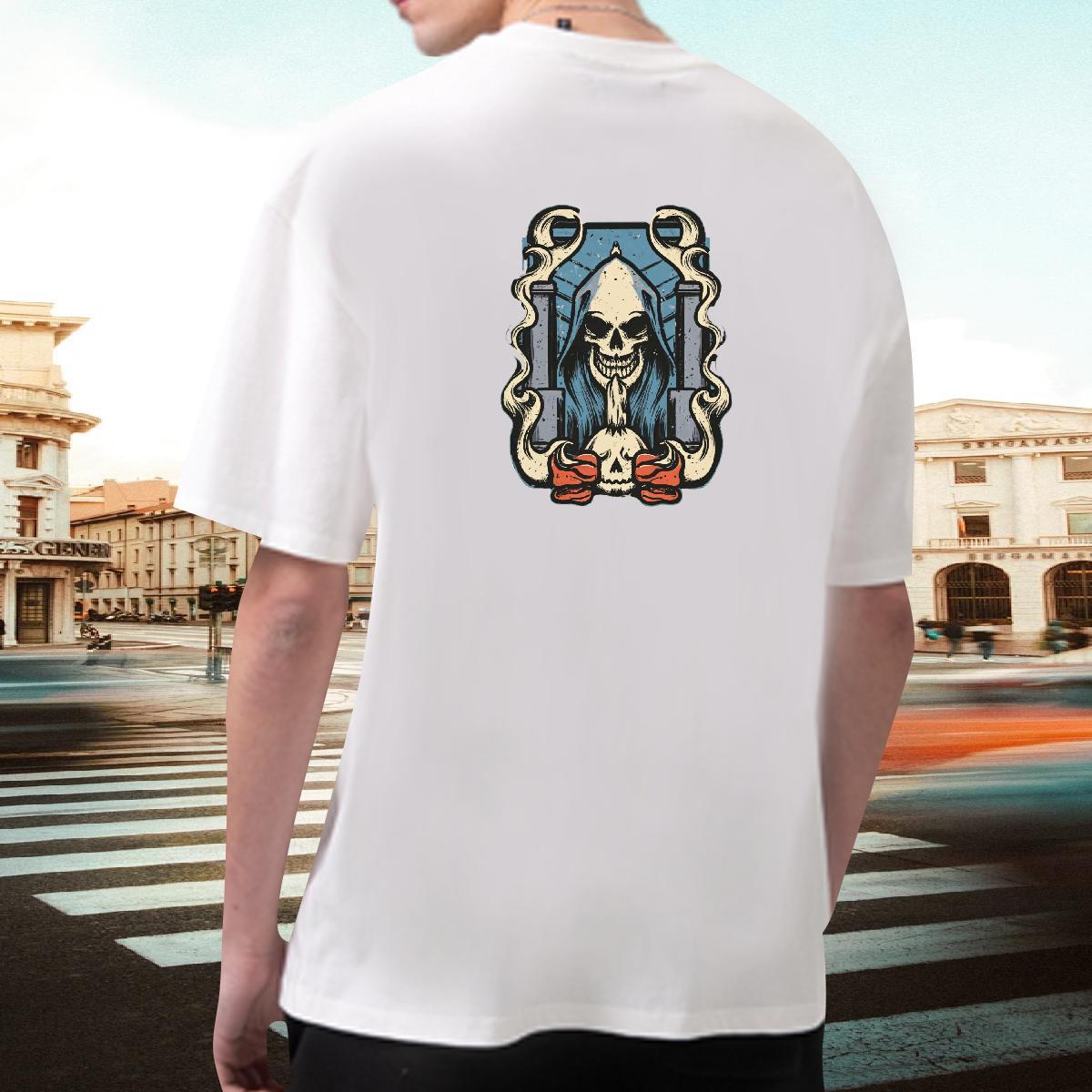 Unisex T Shirts Men 230g 100% Cotton skull Hip Hop Plus Size Custom Round Neck Short Sleeve Men Tops Tees 2024 Designer Clothes