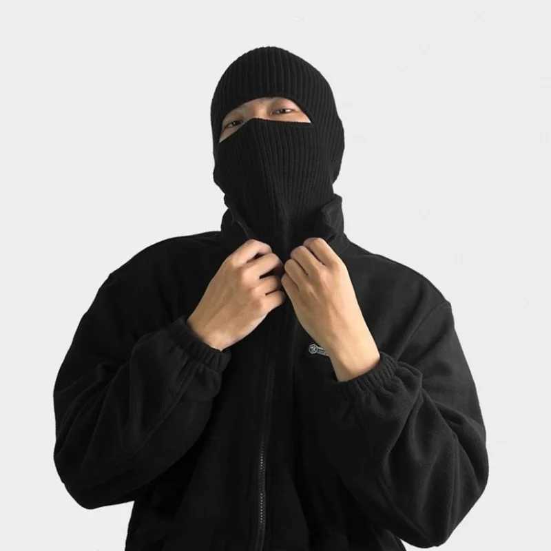 Winter Knitted Balaclava Beanie Hat Mens 2-in-1 Full Face Mask Ski Hat Tactical Riding Ear Mask Helmet W240822
