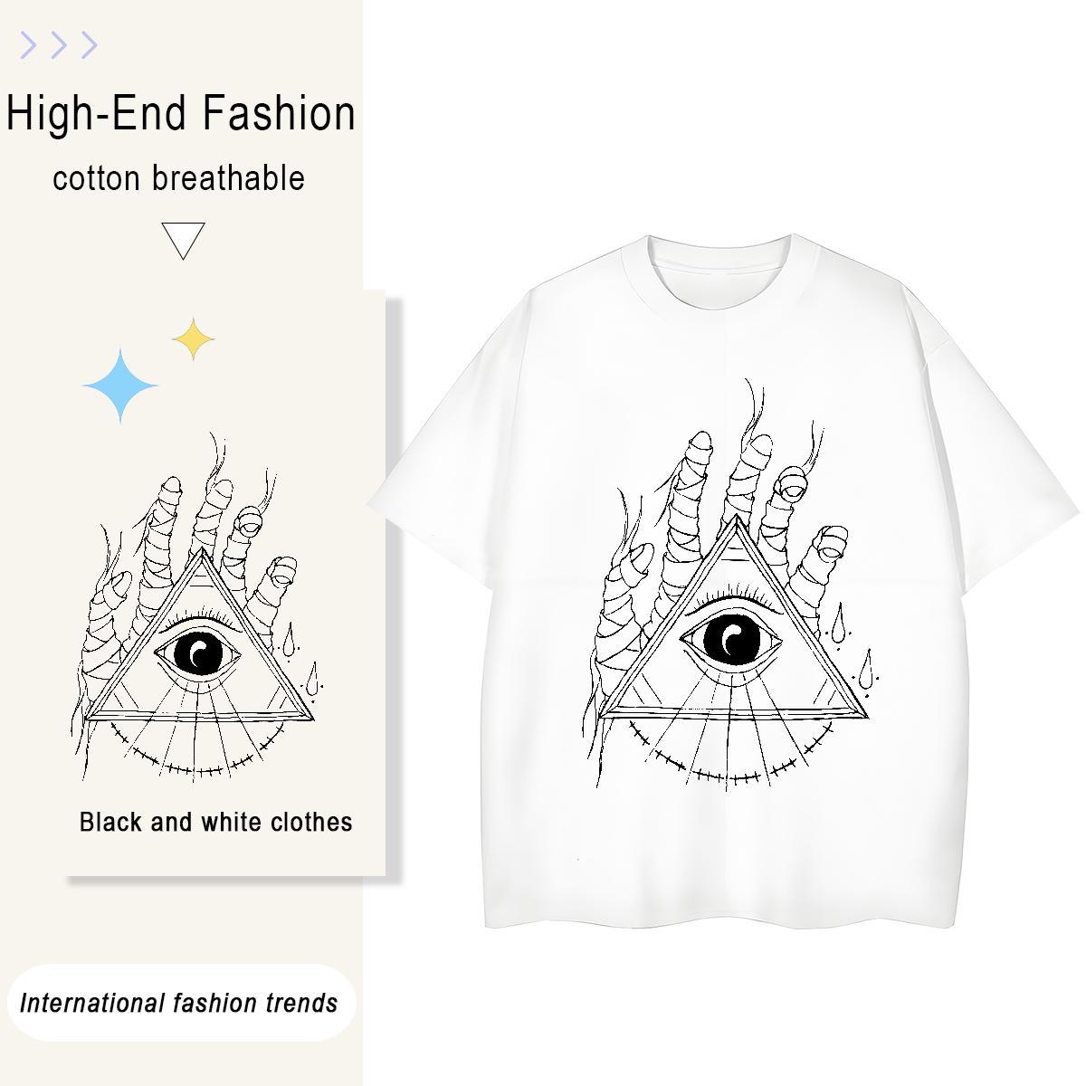 Wholesale T shirt 230g 100% Cotton eye of the devil Casual Beach Anime Breathable Crew Neck Men Tees Customized Clothes