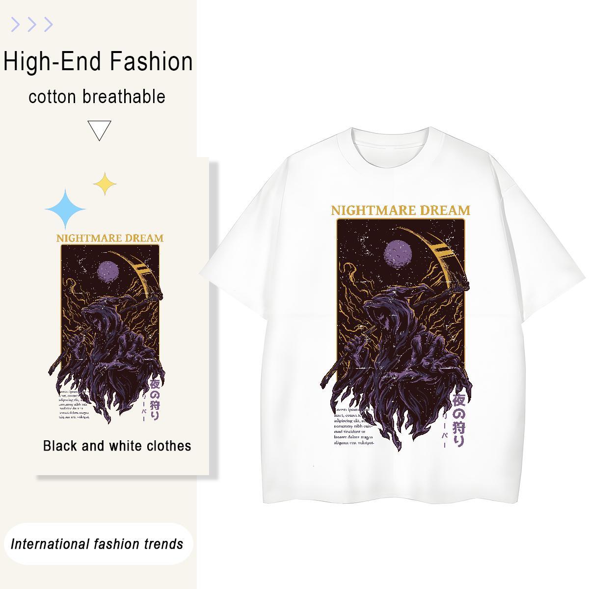 Loose Tshirt for Man Woman 230g 100% Cotton cartoon Street T-Shirts for Women Breathable Short Sleeve White Plus Size Clothes Shirt