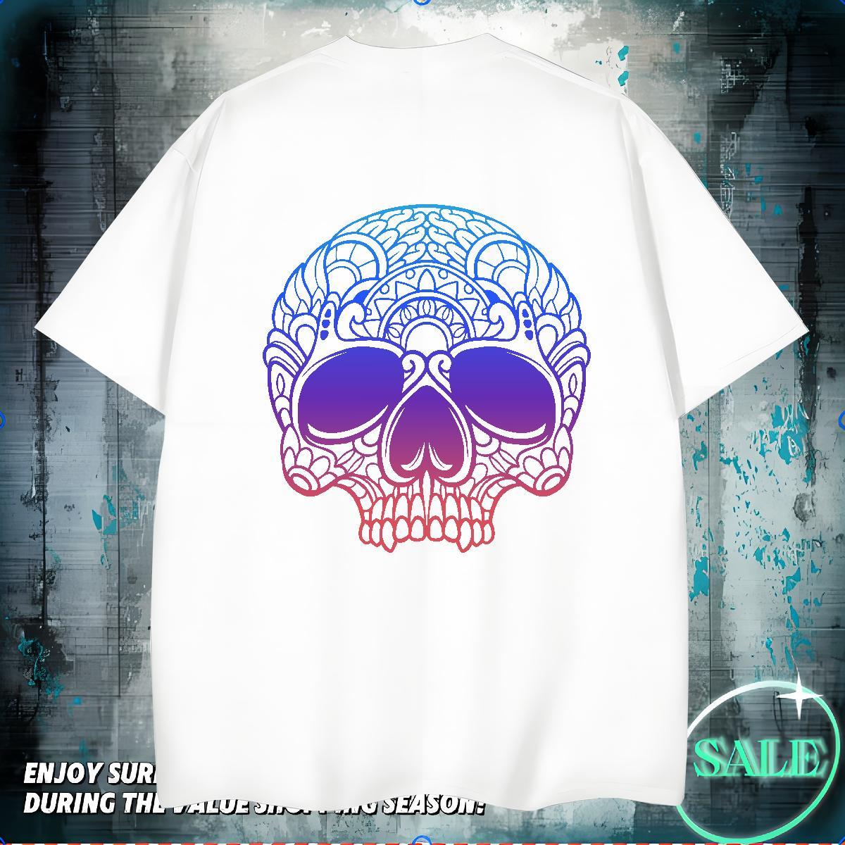 Soft T Shirt For Man 100% Cotton 230g skull Casual Daily Wear Plus Size Cartoon Breathable Short Sleeve Tshirt for Man Woman DIY Customized Tshirts