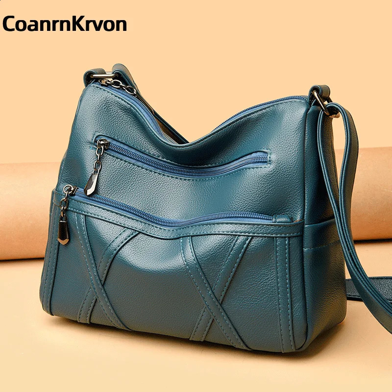 Black Crossbody Womens Trendy Portable Gift Mom Bag Large Capacit Soft Multiple Layers Pockets Commuterbag 240823