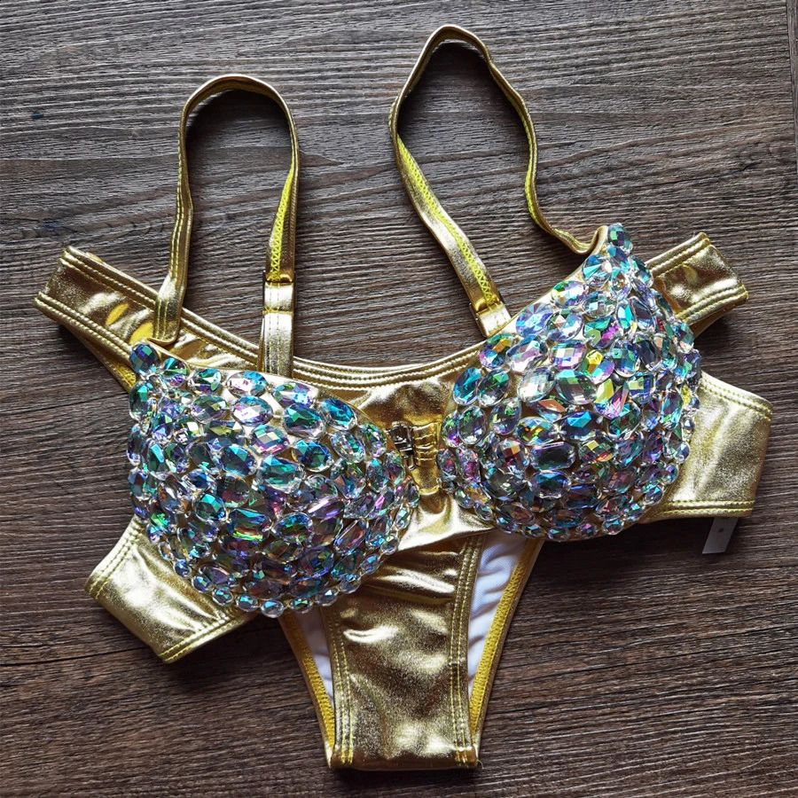 Sexy Luxury Diamond Silver Bikinis Set Women Push Up Biquinis Female Rhinestone Swimwear Crystal Honey Moon Beachwear 240822