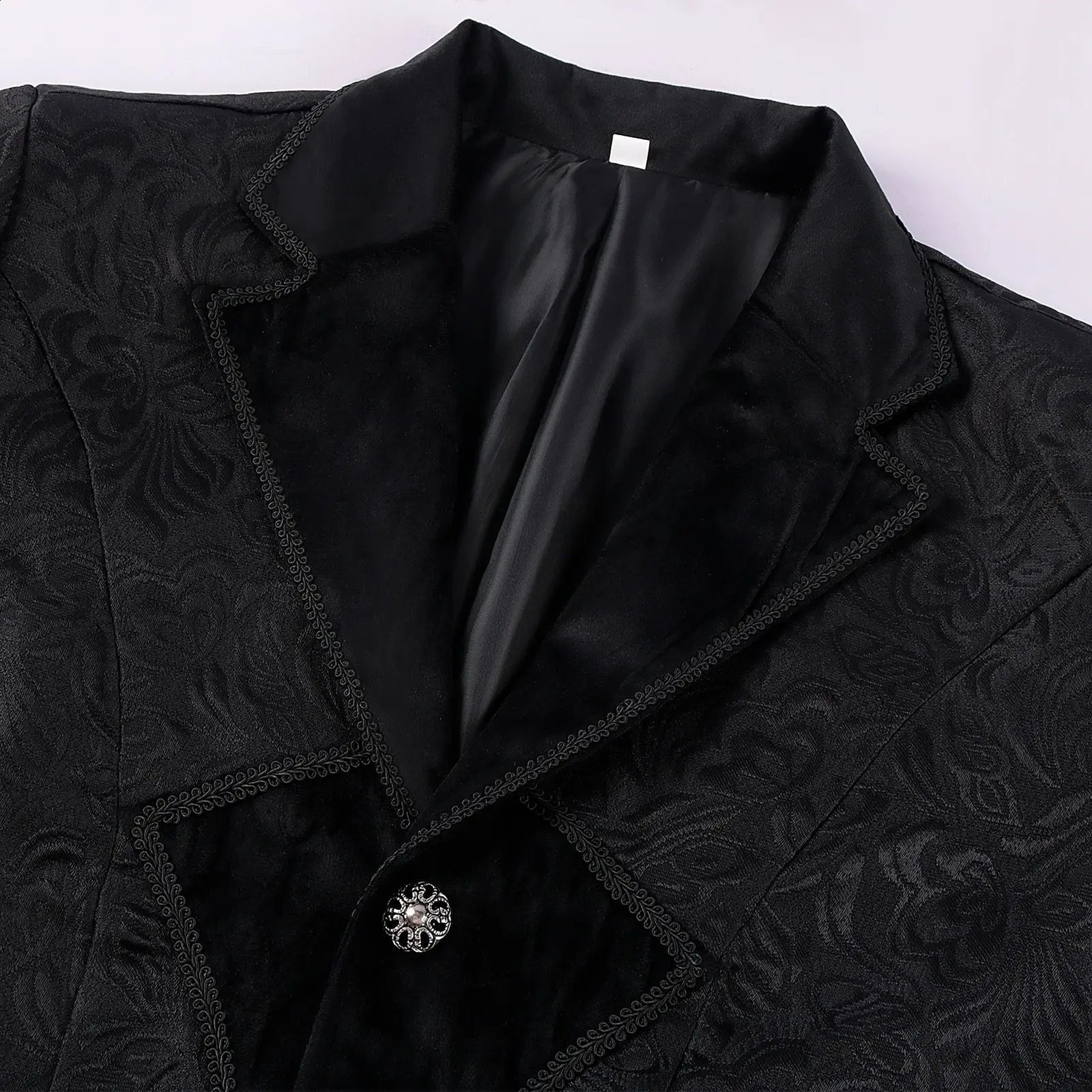 Men Jacquard Trench Punk Medieval Long Coat Retro Casual Single Breasted Lapel Black Male Vintage Party Autumn Jackets Lugentolo 240822