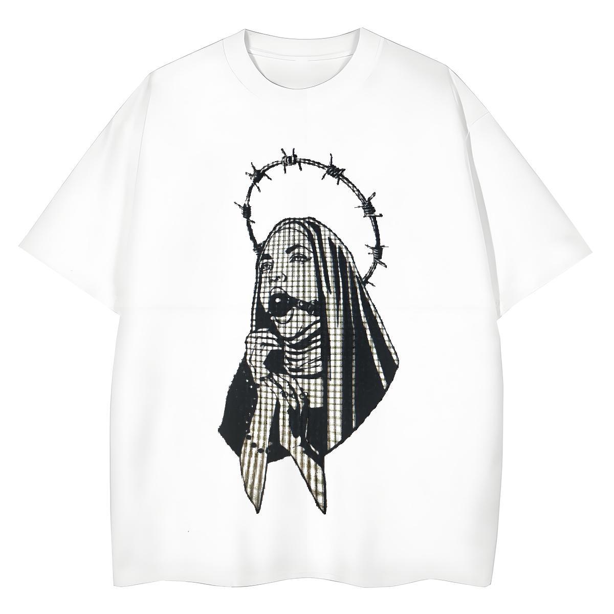 High quality Women Tees 230g 100% Cotton nun Casual Daily Wear T Shirts Women Crew Neck Anime Oversized Tees Shirts