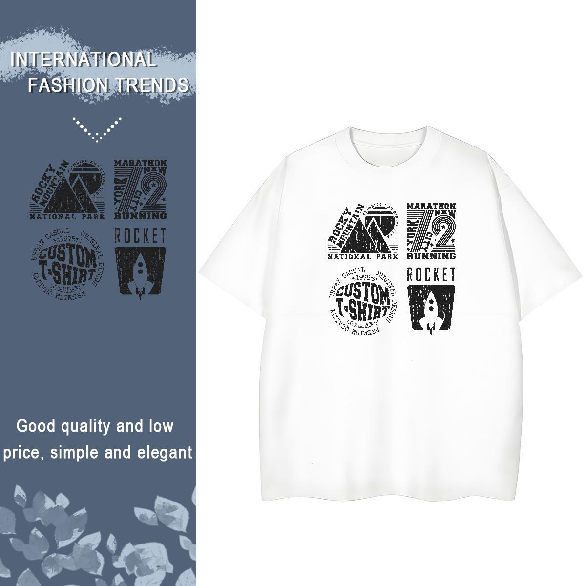 5A Unisex Tshirts 230g 100% Cotton letter Sport Womens T Shirts O-Neck Short Sleeve Anime Polos