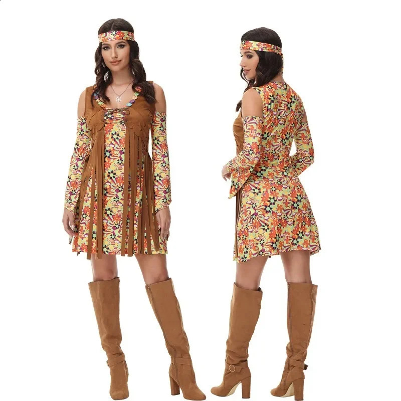 selling Halloween retro 70s hiphop fur clothing womens tassel COS performance 240823