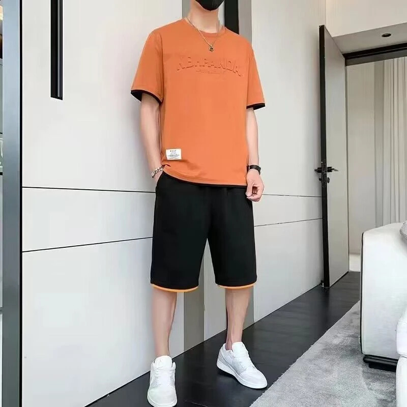 T-shirts Shorts Suits for Men Alphabet Jogging Workout 5xl Cotton Jogger Man Sets Running Clothes Xl Summer Tee Outdoor 240822