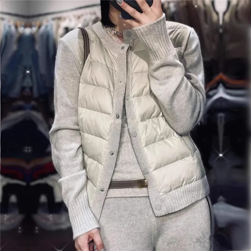 winter spliced down jacket cotton padded cropped fashionable casual cardigan womens 240822