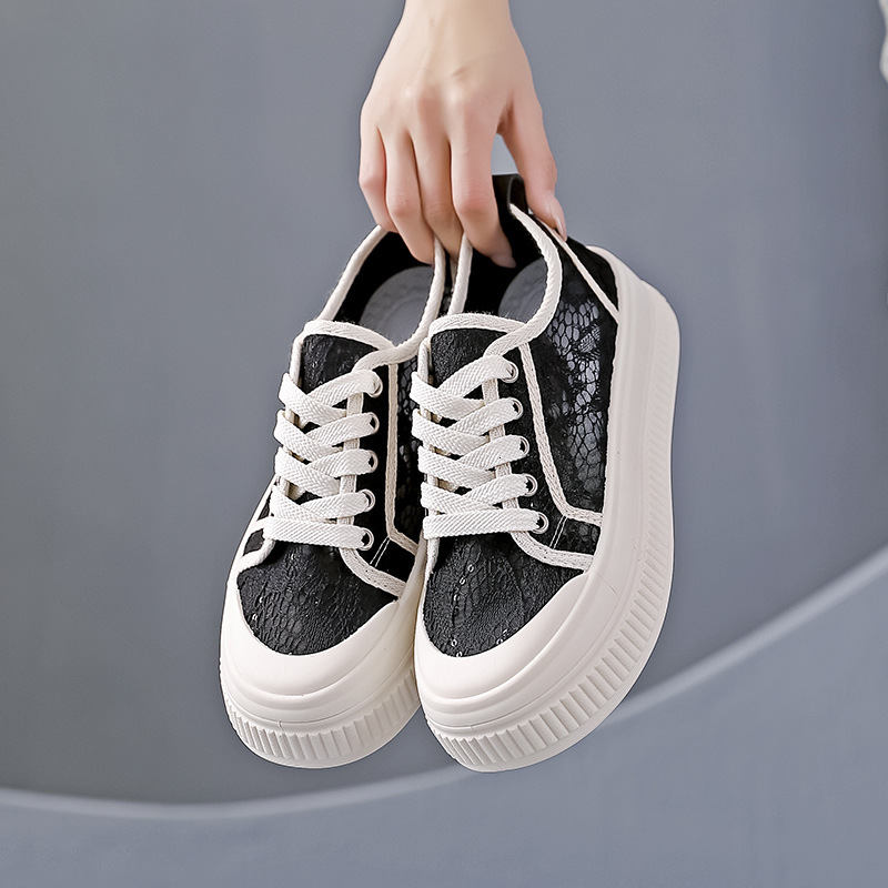 Ddmysports Mesh Breathable White For Women Summer New Student Thick Versatile Soft Sole Casual Sports Board Shoes OUTDOOR
