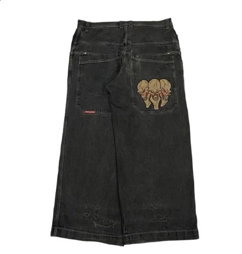 Y2K Hip Hop Streets Harajuku Embroidered JNCO Jeans High Quality Waist Pocket Womens Loose Wide Leg 240822