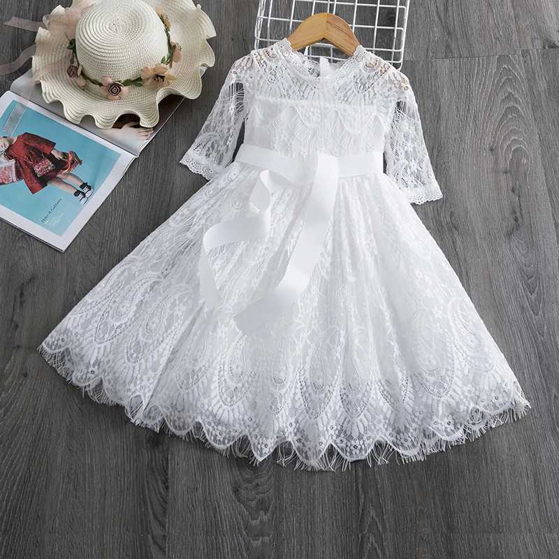 Childrens clothing girls floral lace chiffon dress wedding little girls birthday party dress childrens autumn casual clothing W240823