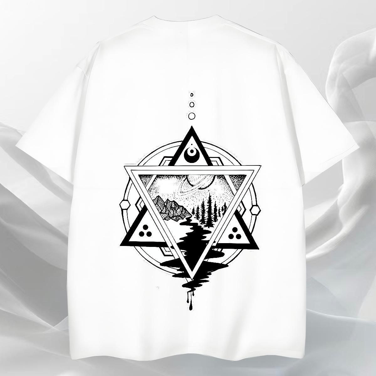 Loose Fit Man T Shirts 230g Cotton eye of the devil Home Outdoor DIY Printed Breathable Short Sleeve Tshirts Brand Tops Tees
