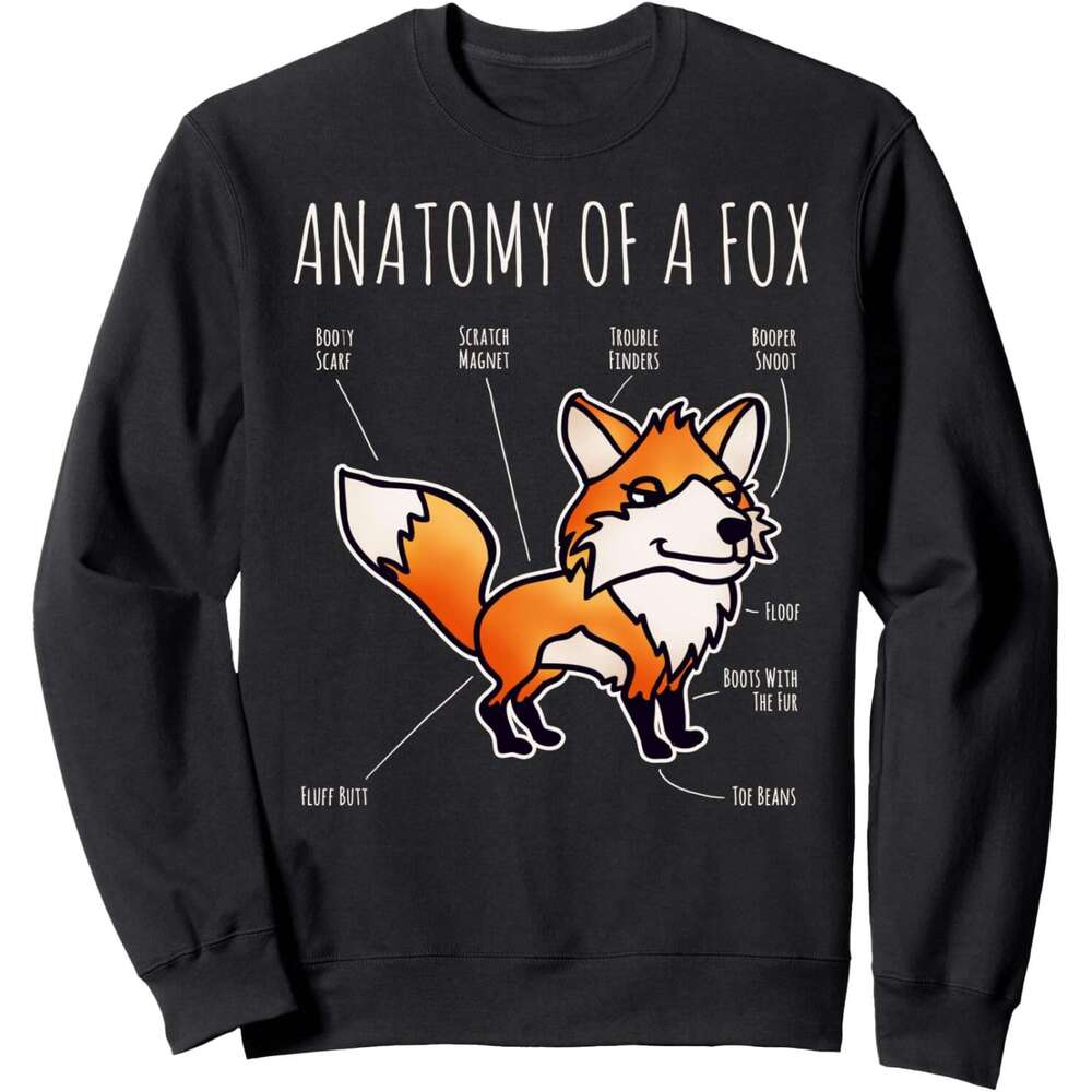 Long Sleeve Shirts for Men sweatshirt Anatomy O Fox Funny Animal Cartoon Veterinary Sweatshirt T shirt Tee Streetwear Casual tops clothes