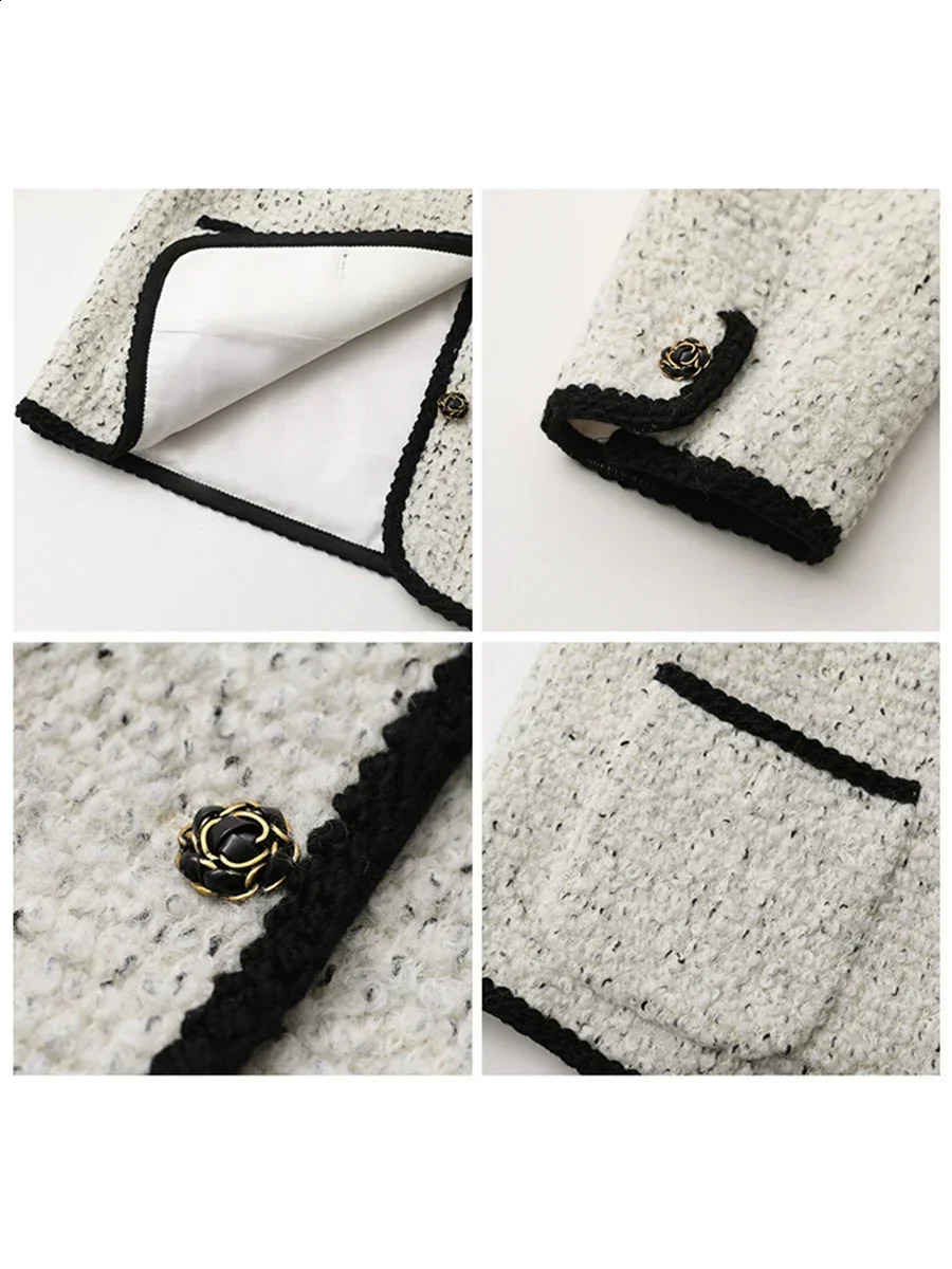 CHIC VEN Fashion Womens Wool Coat Single Breasted Vintage Jacket V-Neck Office Lady Overcoat Female Tops Spring Autumn 240822