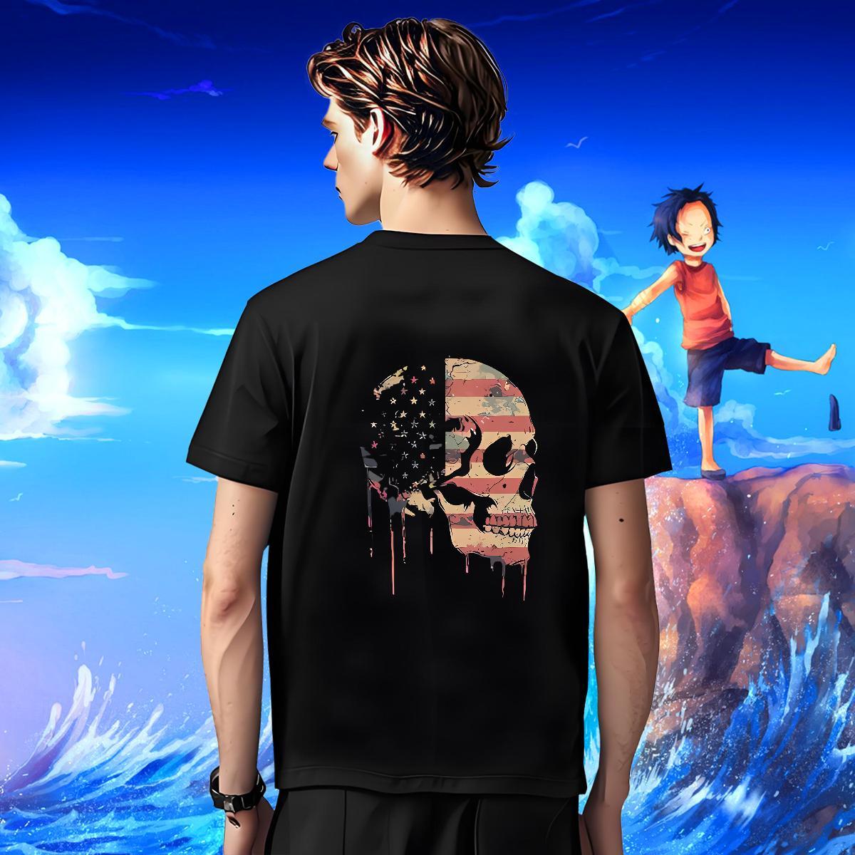 Comfortable Man T Shirts 230g Cotton skull Outdoor Plus Size Custom Breathable Men Clothes T-Shirt Stylist Polos