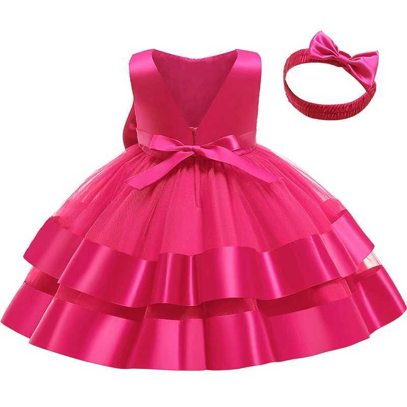 Baby Girl Sleeveless Party Dress Lace Bow Dress Baby Girl Birthday Princess Baptist Dress W240823
