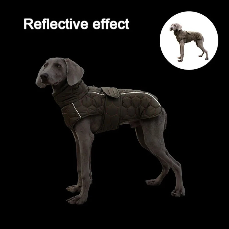 Winter Dog Clothes for Large Breed Reflective Snowsuit Big Dog Jacket with Fleece Lining Warm Coat for Whippet Greyhound Pet 250226